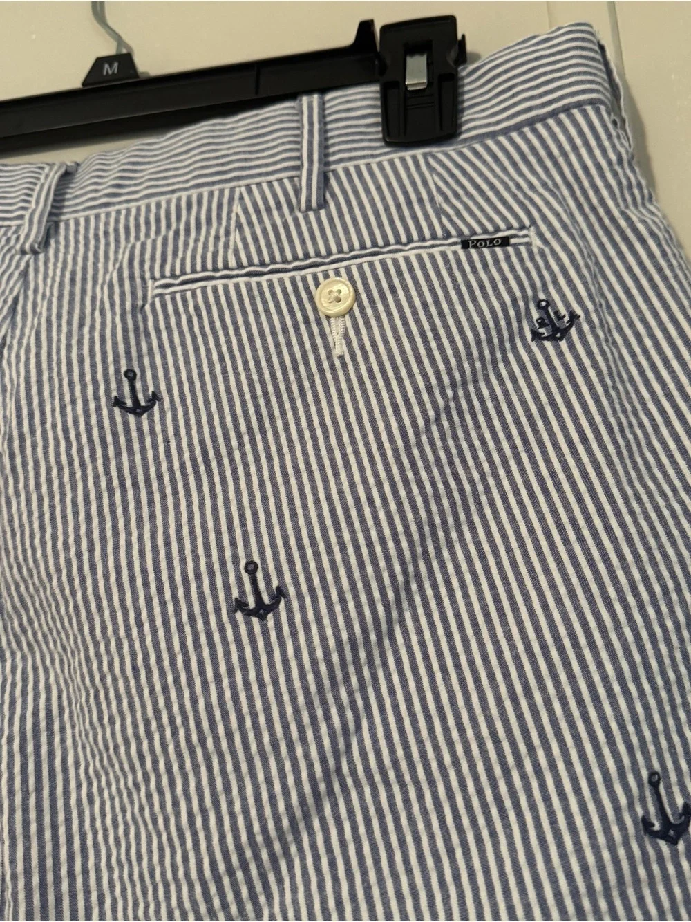 Polo Ralph Lauren Light Blue Anchor Print Stretch‎ Classic Fit Shorts